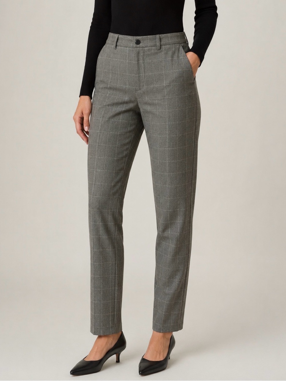 Zara Gray Windowpane Plaid Pants Size 30  28” Inseam Classic Work Date